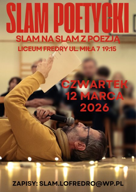 Konkurs Slam na Slam z Poezją, czwartek 12 marca godz. 9.15